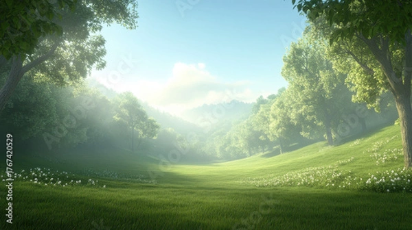 Fototapeta mountains summer sunset landscape