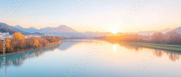 Fototapeta river and mountains