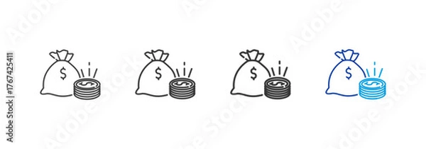 Fototapeta title; budge icon with different thickness and color lines on a white background
