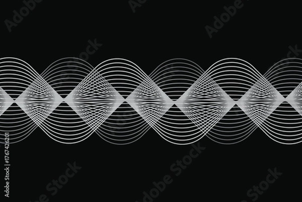 Fototapeta Dark abstract wave lines background futuristic digital flow vector illustration