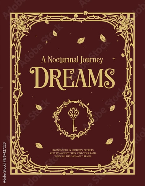 Obraz Fairy Tale Ornamental Frame Design Red Illustration