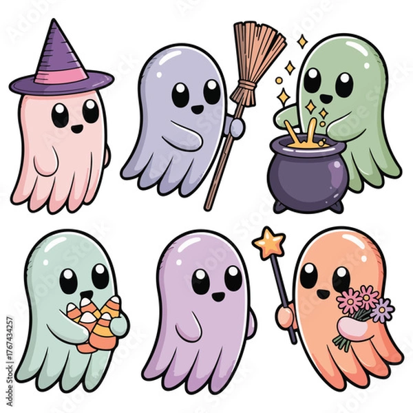 Fototapeta Sweet Ghost Witches Casting Spells