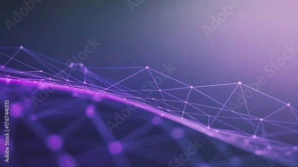 Obraz Abstract purple digital network mesh with glowing connection lines and dots
