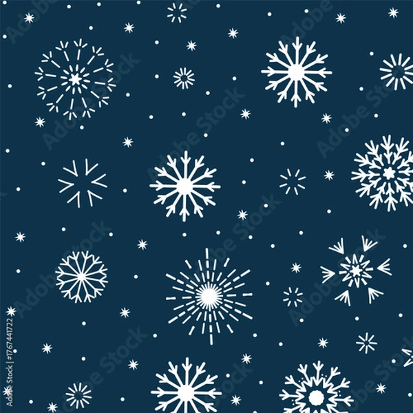 Fototapeta Christmas seamless snowflake pattern