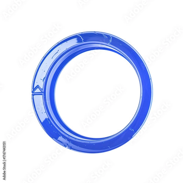 Fototapeta Vibrant blue circular object with a modern, abstract geometric design, perfect for technology or branding concepts.