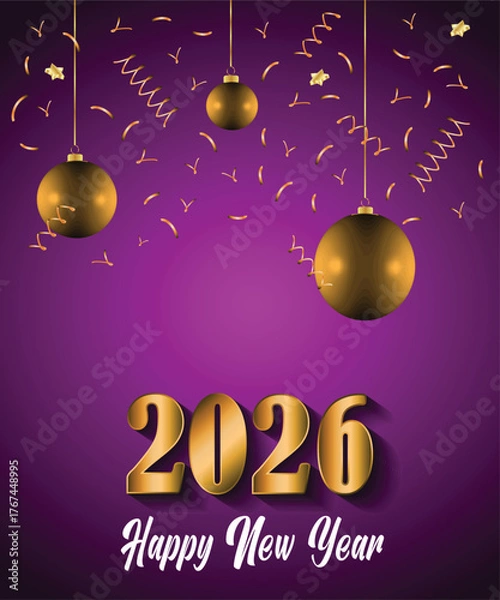 Obraz 2026 Happy New Year background for your seasonal invitations, festive posters, greetings cards.