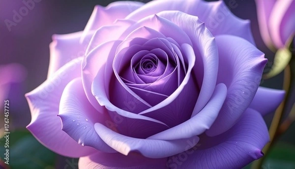 Fototapeta Close-up of beautiful purple rose in soft natural light