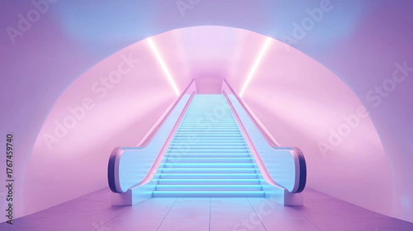 Fototapeta Stairs pastel-colored from the subway station