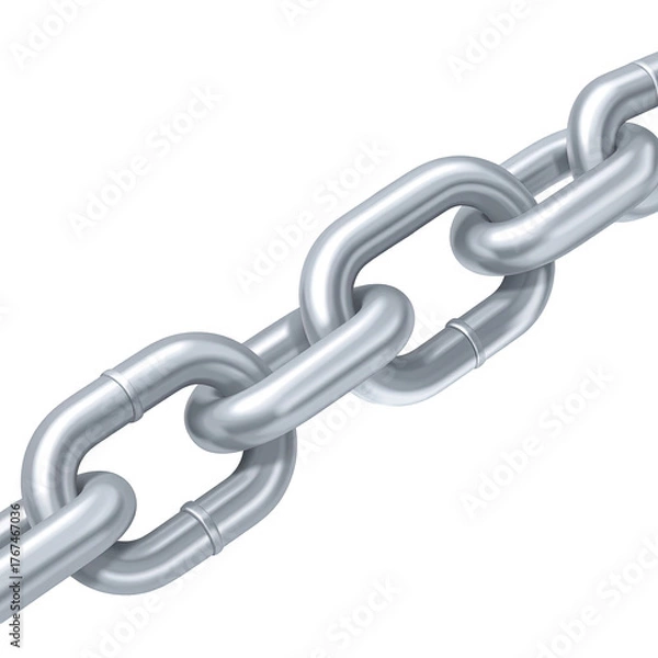 Fototapeta Close-up shot of a shiny, metallic chain against a stark black background