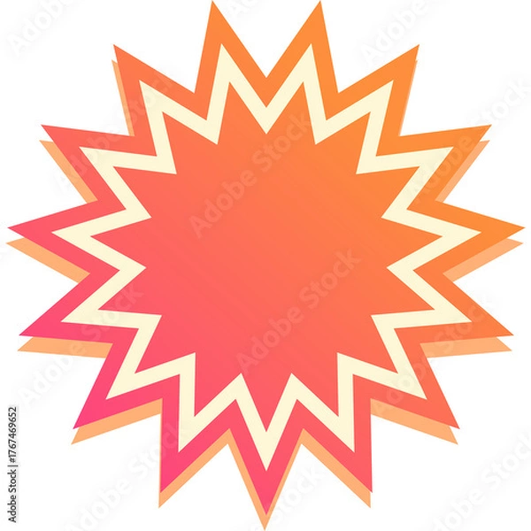 Obraz Exploding Starburst Shape With Orange Pink Gradient Colors and Cream Outline Transparent Background