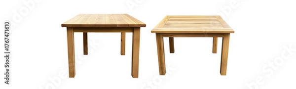 Fototapeta two wooden tables, isolated on white background