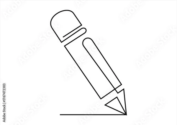 Fototapeta Continuous Line Pencil Drawing. continuous line drawing. Editable stroke. 
