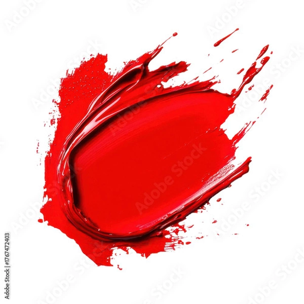 Fototapeta red lipstick smear isolated on white background