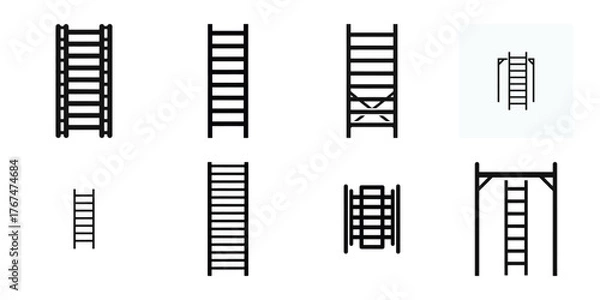 Fototapeta scaffold ladder construction silhouette vector icon element set