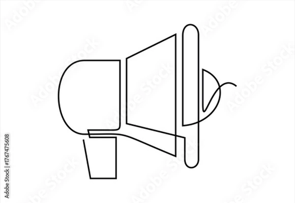 Fototapeta Continuous Line Drawing of a Megaphone. continuous line drawing. Editable stroke. 
