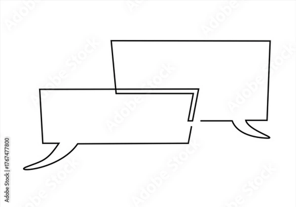 Fototapeta Continuous Line Hand-Drawn Speech Bubble Outline. continuous line drawing. Editable stroke. 