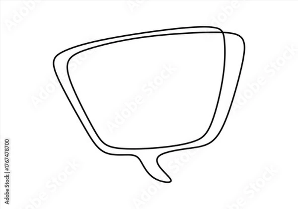 Fototapeta Continuous Line Hand-Drawn Speech Bubble Outline. continuous line drawing. Editable stroke. 