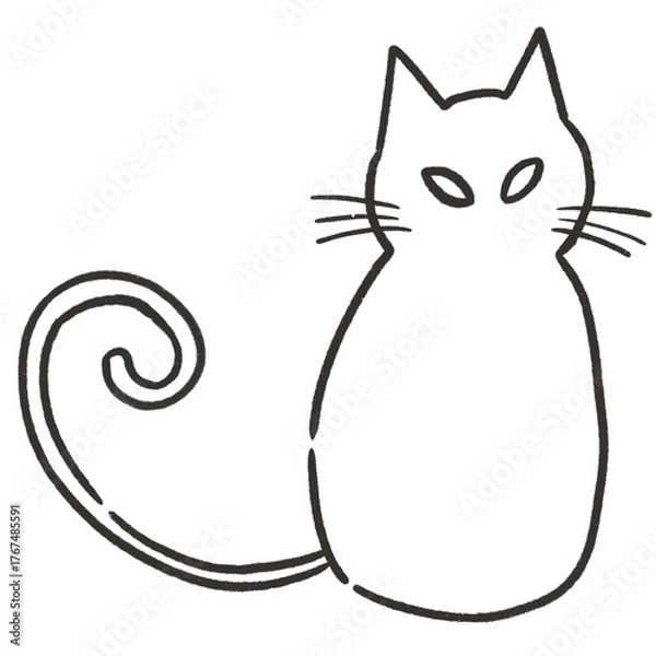 Fototapeta Cat mean face png no background black ink doodle