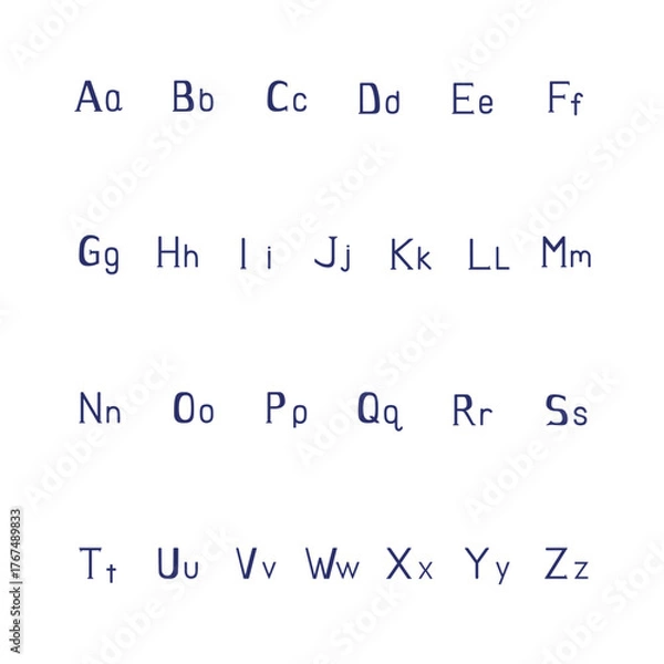 Obraz Elegant English vector alphabet, uppercase and lowercase letters, isolated on white background