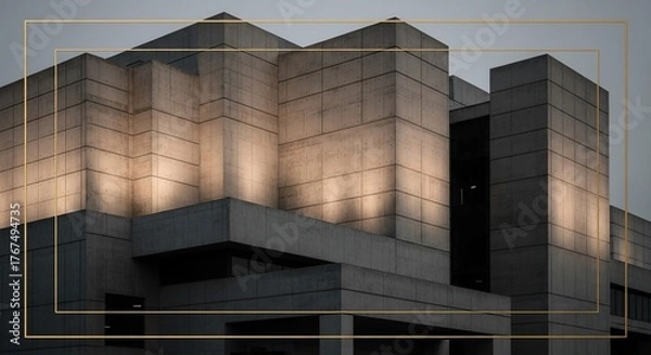 Fototapeta Abstract architecture concrete building exterior geometric design