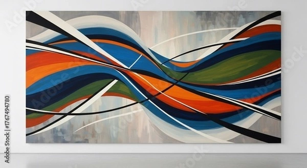 Fototapeta Abstract art composition with intersecting curves and lines