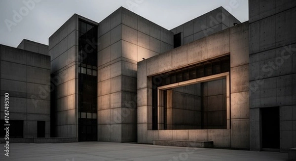 Fototapeta Abstract concrete architecture geometric forms minimalist building design