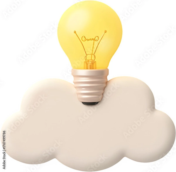 Obraz 클레이모피즘_3D_전구와_구름말풍선_아이디어_일러스트