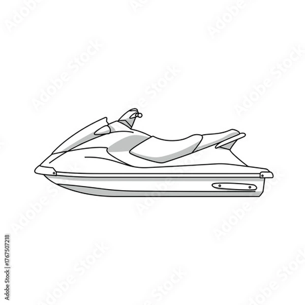 Obraz Side Profile Line Drawing of a Personal Watercraft Jet Ski