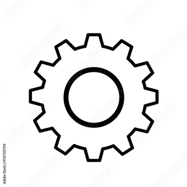 Fototapeta Simple Black Outline Gear Icon for Graphic Design