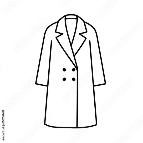 Fototapeta Simple Outline of a Classic Double-Breasted Winter Coat