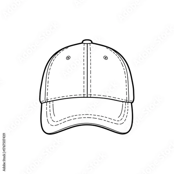 Obraz Classic Baseball Cap Technical Drawing: Front View