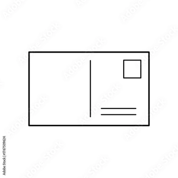 Fototapeta Minimalist Postcard Outline with Stamp Box and Address Lines Design