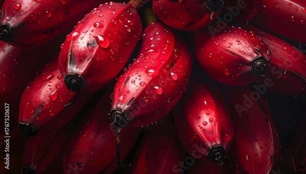 Obraz Vibrant Red Bananas – Exotic Tropical Fruit Close-Up