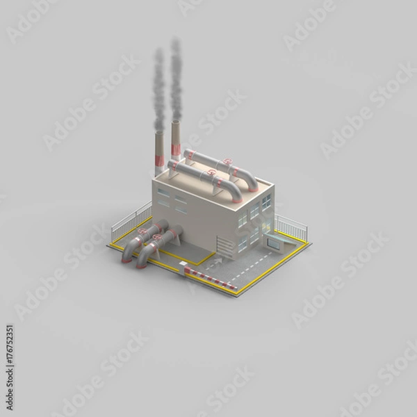Fototapeta industrial building. energy. factory. 3D rendering
