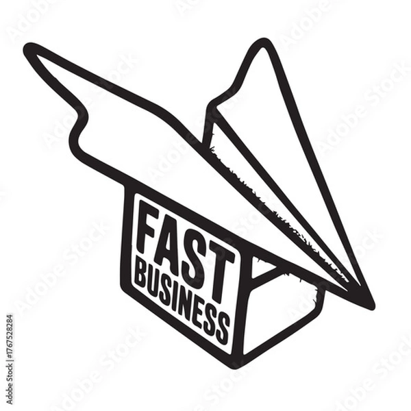 Obraz Paper airplane with fast business text a symbol of swift ideas