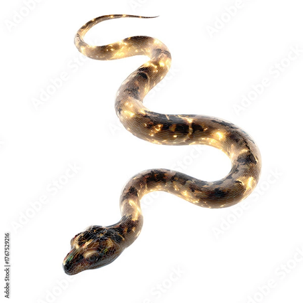 Fototapeta Serpentine Elegance: A sinuous serpent, its scales shimmering with intricate patterns, glides gracefully, a testament to nature's artistry.