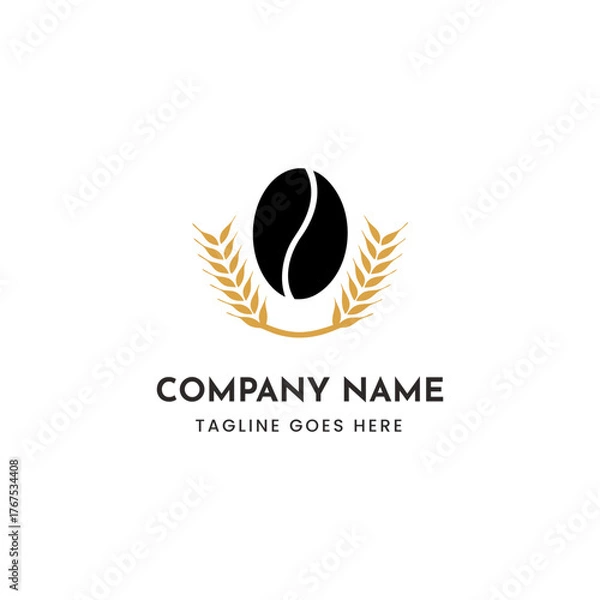 Fototapeta Elegant coffee bean logo vector scalable illustration for branding