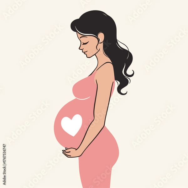 Obraz Pregnant Woman with Heart on Belly