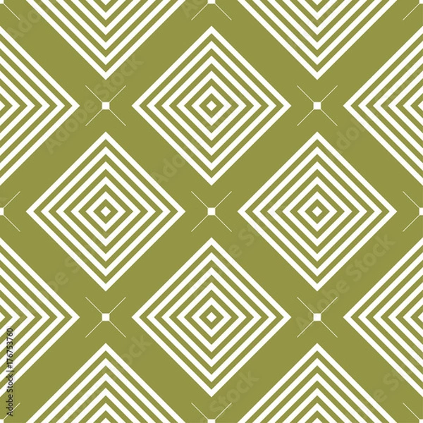 Fototapeta Olive green and white geometric ornament. Seamless pattern