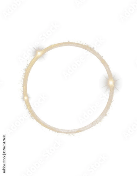 Obraz A glittering golden ring frame with a sparkling effect isolated against a black background design element isolated, on PNG transparent background