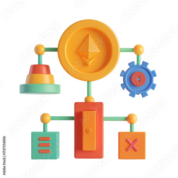 Fototapeta Colorful educational toy featuring various shapes and symbols, designed to engage children in learning about technology and innovation