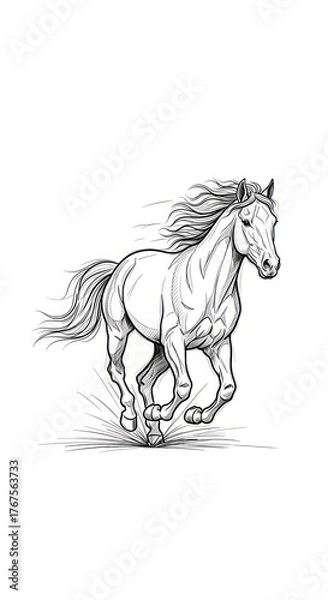 Obraz Elegant Horse Galloping with Flowing Mane and Tail.