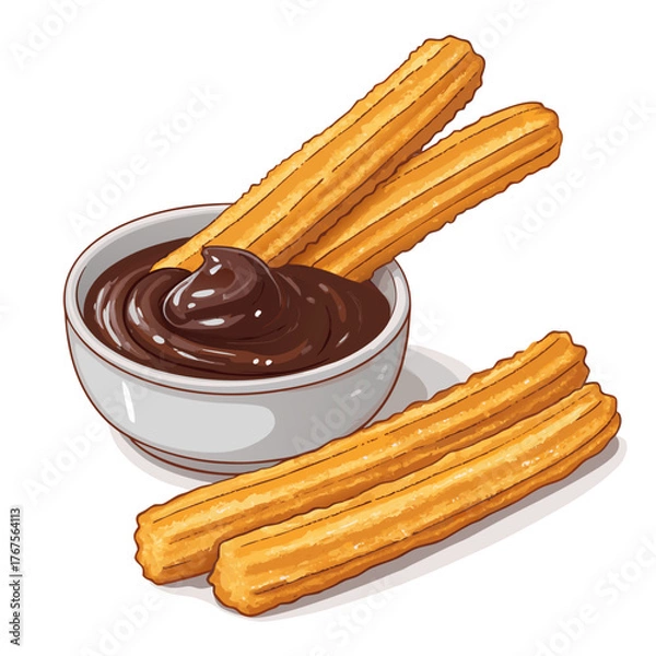 Fototapeta Dynamic Create Bold Stroke Spanish Churros With Cho Professional Photo
