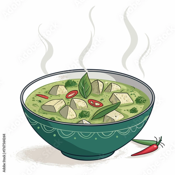 Fototapeta Depicting Create Bold Stroke Thai Curry Bowl Dynamic Professional Photo