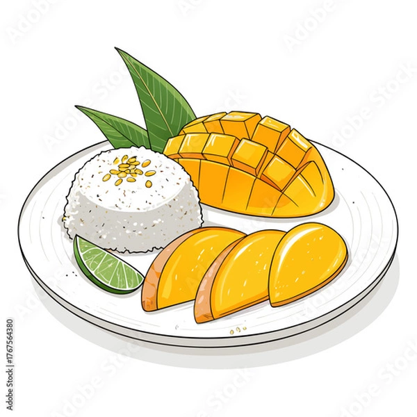 Fototapeta Crisp Create Bold Stroke Thai Mango Sticky Rice Professional Photo