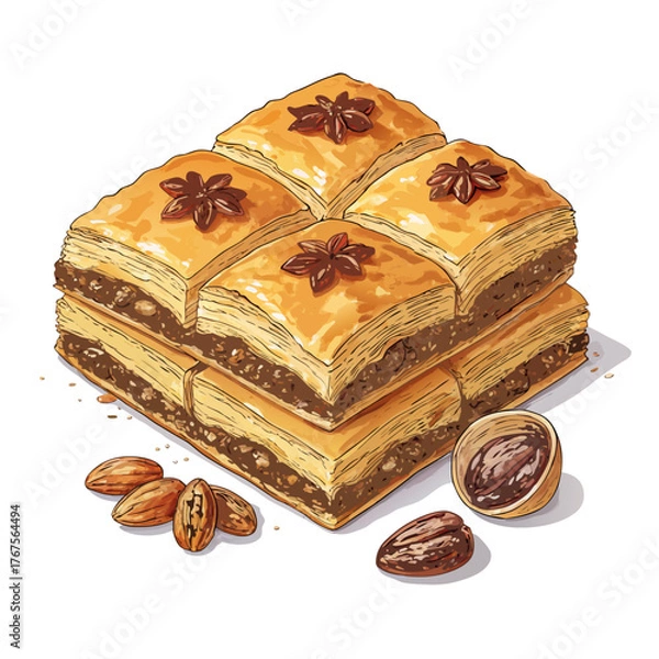 Fototapeta Featuring Create Bold Stroke Turkish Baklava Dessert Dynamic Premium Digital Asset