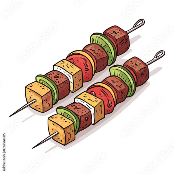 Fototapeta Depicting Create Bold Stroke Turkish Kebab Skewers Dynamic Creative Visual