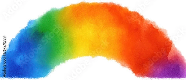 Fototapeta Rainbow Watercolor Painting with Soft Color Blends Isolate on Transparent Background, png