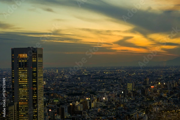 Obraz 都心の夕暮れ