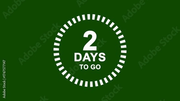 Fototapeta White countdown timer showing two days left on a dark green background two days to go clock
